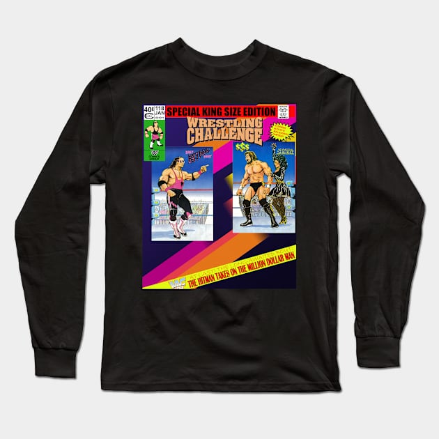 Wrestling Challenge Comic Long Sleeve T-Shirt by Meat Beat